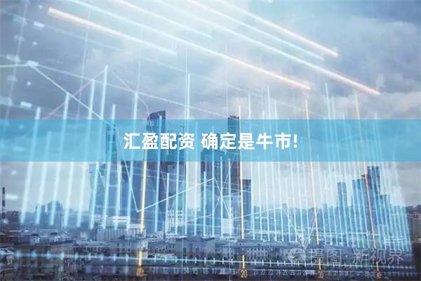 汇盈配资 确定是牛市!